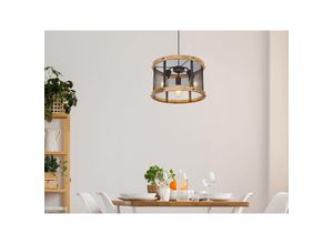 4262382962420 - Meinewunschleuchte - led Pendelleuchte mit Draht Lampenschirm & Holz 3-flammig Ø40cm