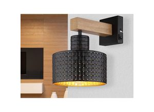 4262382962826 - Meinewunschleuchte - led Wandleuchte Metall mit Stanzmuster Schwarz Gold Ø18cm