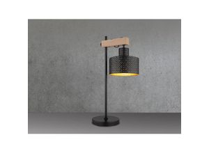 4262382962840 - Meinewunschleuchte - led Tischleuchte Metall mit Stanzmuster Schwarz Gold Höhe 55cm