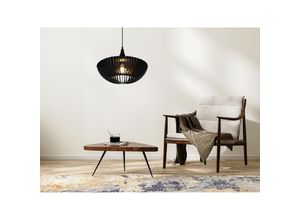 4262382962970 - Meinewunschleuchte - led Pendelleuchte 1 flammig in Schwarz matt Holz Lamellenlampe ø 40 cm