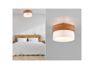 4262382963090 - Meinewunschleuchte - led Deckenleuchte Holzlampe mit Stoffschirm Weiß ø 30cm