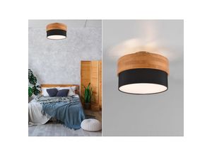 4262382963106 - Meinewunschleuchte - led Deckenleuchte Holzlampe mit Stoffschirm Schwarz ø 30cm