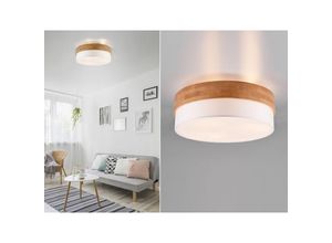 4262382963113 - Meinewunschleuchte - led Deckenleuchte Holzlampe mit Stoffschirm Weiß ø 50cm