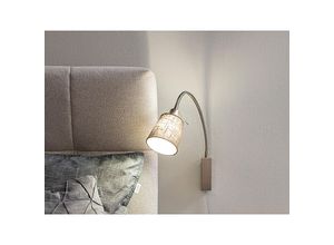 4262382963427 - Meinewunschleuchte - 2in1 Wandleuchte & Bettleuchte mit led - Schwanenhalslampe Leinen Beige