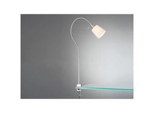 4262382963465 - Meinewunschleuchte - led Klemmlampe mit Leinen Lampenschirm Beige & Schwanenhals