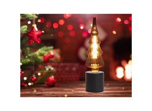 4262382963533 - Tischlampe Beton Schwarz Ø 9cm mit Deko LED Tannenbaum