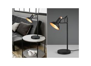 4262382963854 - Meinewunschleuchte - led Tischlampe Metall in Schwarz   Gold schwenkbar - Höhe 43cm