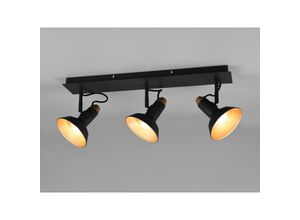 4262382963922 - Meinewunschleuchte - Retro led Deckenstrahler 3-flammig aus Metall in Schwarz   Gold