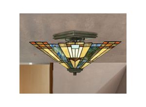 4262382964349 - Meinewunschleuchte - Hochwertige led Deckenleuchte im Tiffany Design mit buntem Echtglas Ø36cm