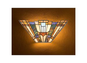 4262382964356 - Hochwertige led Wandleuchte im Tiffany Design mit buntem Echtglas Breite 41cm