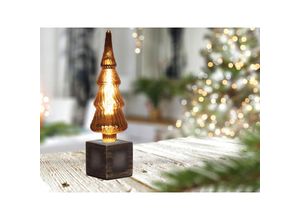 4262382964660 - Meinewunschleuchte - Tischlampe Würfel Grau 9x9cm mit Deko led Tannenbaum