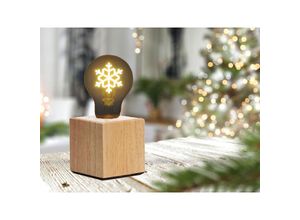 4262382964684 - Meinewunschleuchte - Tischlampe Würfel Holz Eiche 9x9cm mit Deko led Glühbirne Schneeflocke 4262382964684 - Meinewunschleuchte - Tischlampe Würfel Holz Eiche 9x9cm mit Deko led Glühbirne Schneeflocke