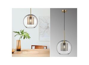 4262382964837 - LED Pendelleuchte mit Glaskugel Lampenschirm Metall Messing Ø 25cm