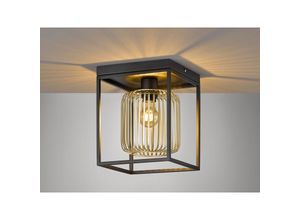 4262382964851 - Meinewunschleuchte - led Deckenleuchte Schwarz Gold 23x23cm - dimmbar über Schalter