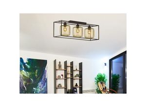 4262382964868 - Meinewunschleuchte - led Deckenleuchte 3flammig Schwarz Gold dimmbar über Schalter 83cm lang