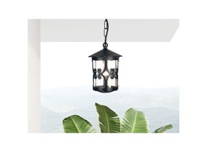 4262382965438 - Meinewunschleuchte - led Outdoor Pendelleuchte aus Alu im Landhausstil Schwarz Ø15cm