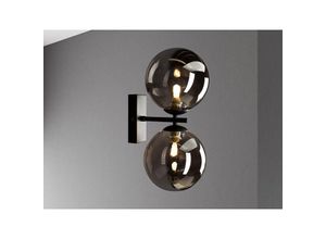 4262382965711 - Außergewöhnliche LED Wandlampe Schwarz - Glaskugeln Rauchglas Ø10cm