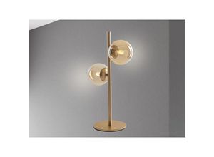 4262382965728 - Meinewunschleuchte - Außergewöhnliche led Tischleuchte Messing - Glaskugeln Amber 40cm