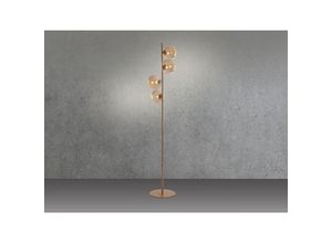 4262382965766 - Meinewunschleuchte - Ausgefallene led Stehleuchte 160cm Messing - Glaskugeln Rauchglas Amber