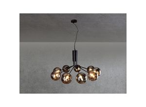 4262382965834 - Meinewunschleuchte - led Pendelleuchte 9 flammig Schwarz & Rauchglas bis 161cm lang