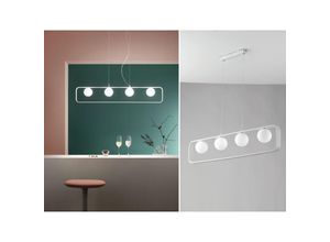 4262382966022 - Meinewunschleuchte - led Pendelleuchte 4 flammig Metall Weiß & Opal Glaskugeln bis 120cm lang