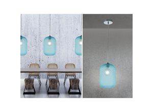 4262382966428 - Meinewunschleuchte - led Pendelleuchte Relief Kristall Rauchglas transparent Blau Ø20cm