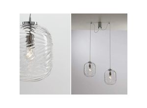 4262382966527 - Meinewunschleuchte - led Pendelleuchte 2 flammig Ø24cm Wellenmuster Klarglas Transparent