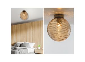 4262382966541 - Meinewunschleuchte - led Deckenleuchte Glaskugel Wellenmuster Champagner Globe Ø25cm