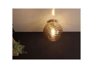 4262382966565 - Meinewunschleuchte - led Deckenleuchte Glaskugel Wellenmuster Champagner Globe Ø30cm