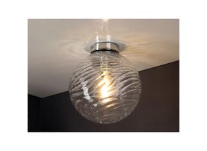 4262382966572 - Meinewunschleuchte - led Deckenleuchte Glaskugel Wellenmuster Transparent Globe Ø30cm