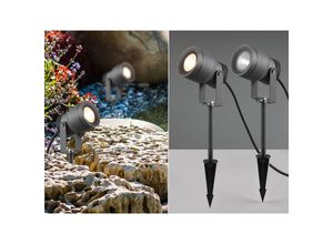 4262382967500 - Meinewunschleuchte - led Gartenstrahler 2er set schwenkbar mit Erdspieß & 5m Anschlußkabel