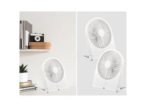 4262382968149 - Schreibtisch Ventilator 2er SET - 3 Stufen Weiß Höhe 23cm Akku & USB-C Anschluß