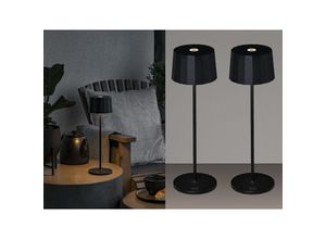 4262382968248 - Meinewunschleuchte - 2er Set Wiederaufladbare led Outdoor Tischleuchten dimmbar in Schwarz Höhe 35cm