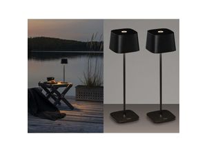 4262382968279 - Meinewunschleuchte - 2er Set Wiederaufladbare led Outdoor Tischleuchten dimmbar in Schwarz Höhe 36cm