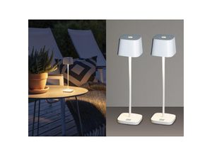 4262382968316 - Meinewunschleuchte - 2er Set Wiederaufladbare led Outdoor Tischleuchten dimmbar in Weiß Höhe 25cm