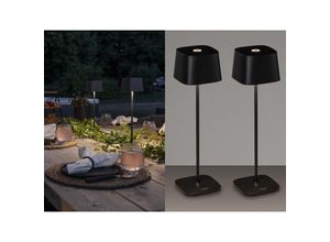 4262382968323 - Meinewunschleuchte - 2er Set Wiederaufladbare led Outdoor Tischleuchten dimmbar in Schwarz Höhe 25cm