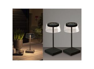 4262382968361 - Meinewunschleuchte - 2er Set Wiederaufladbare led Outdoor Tischleuchten dimmbar in Schwarz Höhe 27cm