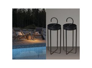 4262382968453 - - 2er Set led Outdoor Laternen usb aufladbar für Boden & Tisch Schwarz Höhe 39cm