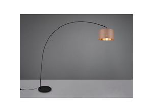 4262382968842 - Meinewunschleuchte - led Bogenleuchte Metall Schwarz Stoff Lampenschirm Taupe 210cm