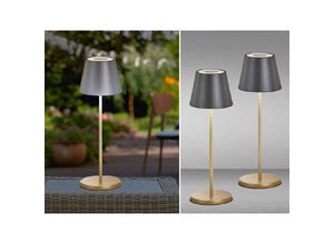 4262382969207 - Meinewunschleuchte - 2er set Outdoor Akku Tischlampen Schwarz Gold mit usb Ladefunktion h 34cm