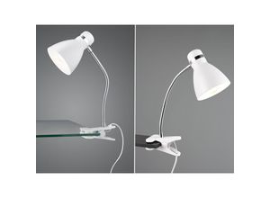 4262382969917 - Meinewunschleuchte - led Klemmleuchte flexibel Chrom & Metallschirm Weiß 36cm