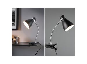 4262382969924 - Meinewunschleuchte - led Klemmleuchte flexibel Chrom & Metallschirm Schwarz 36cm