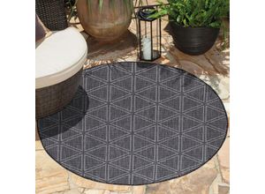 4262383851938 - Payé - In- & Outdoor-Teppich Modern Flachflor Modernes Design 120 cm Rund Geometrisch-Anthrazit