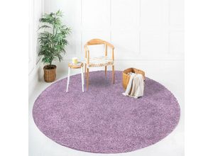 4262383858944 - Payé - Teppich Hochflor Shaggy Flauschig Weich Einfarbig Lila 80 cm Rund