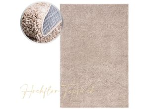 4262383859064 - Payé - Teppich Hochflor Shaggy Flauschig Weich Einfarbig Beige 60 x 110 cm