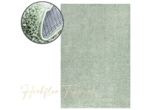 4262383859378 - Payé - Teppich Hochflor Shaggy Flauschig Weich Einfarbig Grün 80 x 150 cm