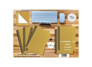 4262385940418 - A 6 Notizbuch - Set 4+2 gratis Luxury 80 Seiten GOLD GMUND SHIMMER kariert 5x5mm