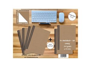 4262385940524 - A 6 Notizbuch - Set 4+2 gratis Luxury 80 Seiten MUSKAT Designerecycling punktiert 5x5mm