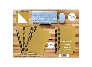 4262385940562 - A 6 Notizbuch - Set 4+2 gratis Luxury 80 Seiten GOLD GMUND SHIMMER punktiert 5x5mm