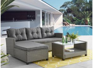 4262386282265 - Ecklounge-Set 8tlg HGS42-GRA graues Rattan mit Sitzkissen in grau